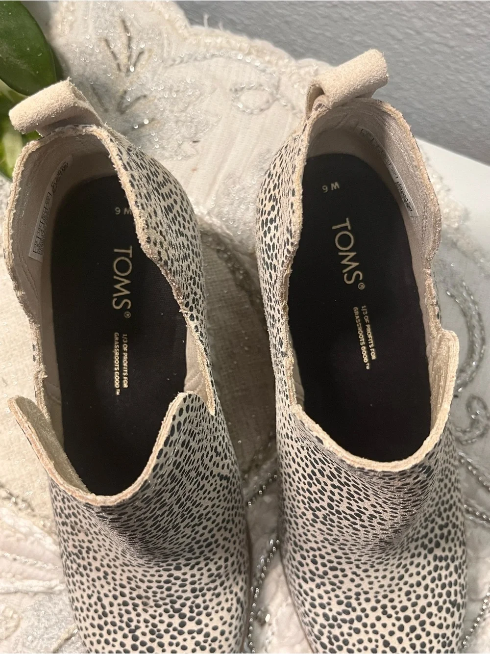 Toms Leopard-Print Wedge Ankle Booties in Beige and Black (6) see description